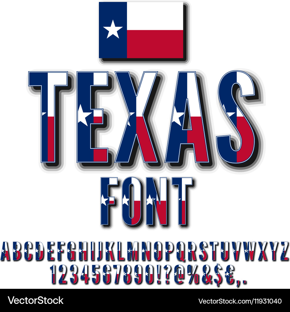 Texas State Flag Font Vector Image