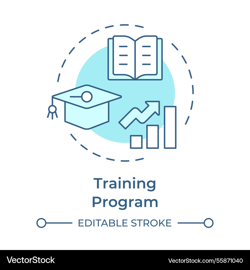 Training program soft blue concept icon Training program soft blue concept icon vector image