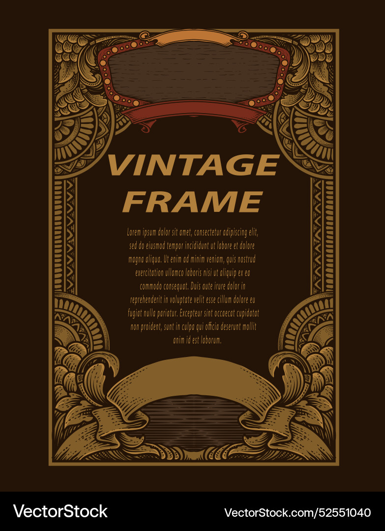 Vintage frames in baroque antique style engraving Vintage frames in baroque antique style engraving vector image