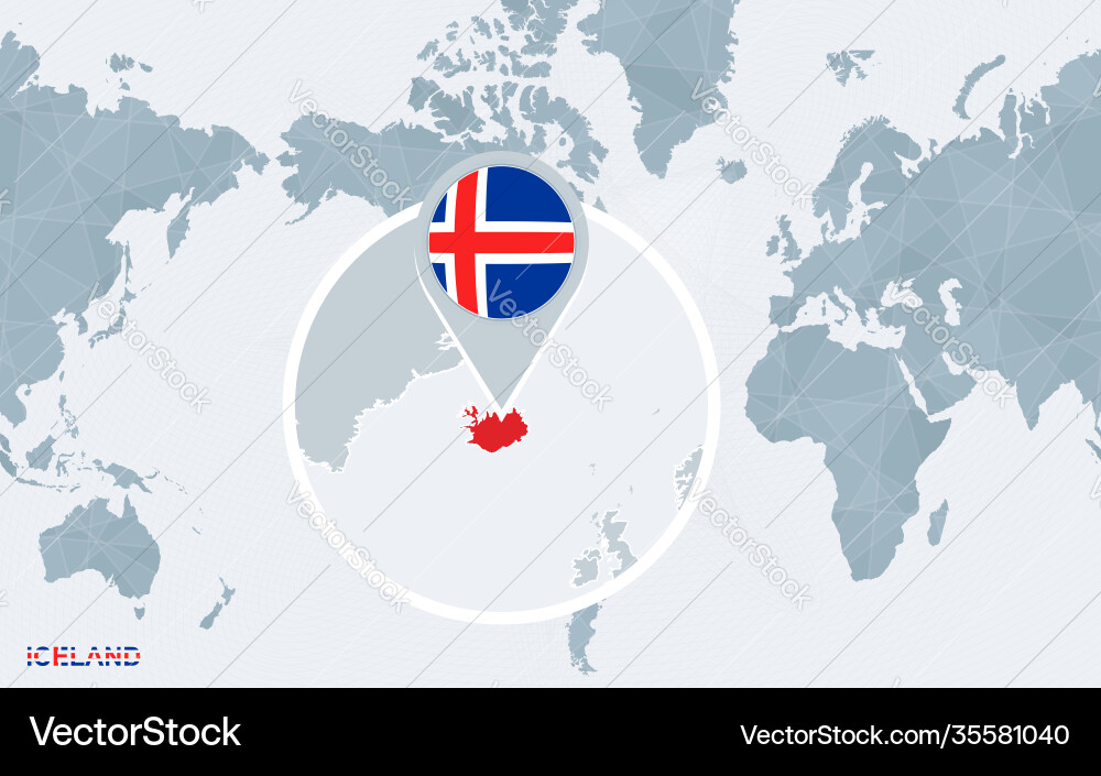 World map centered on america with magnified World map centered on america with magnified vector image