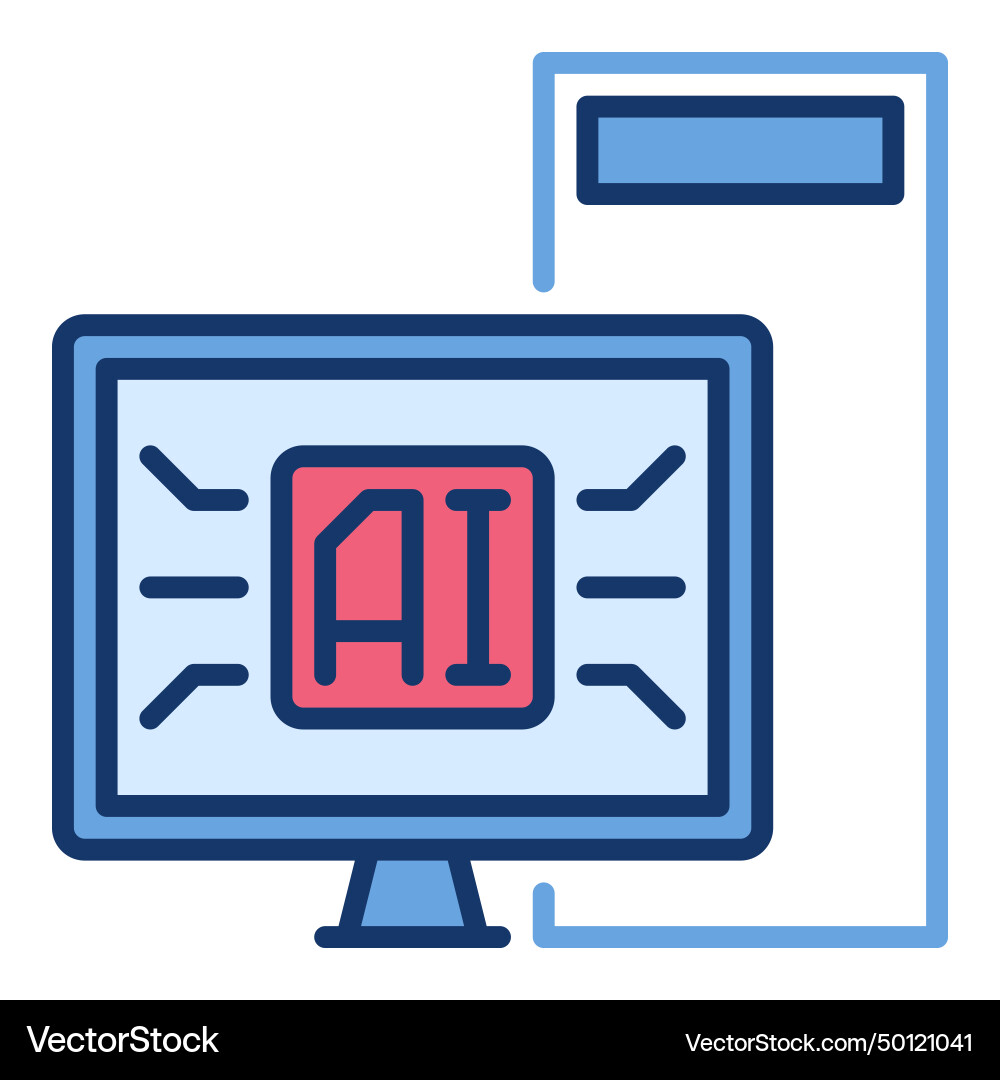 Ai desktop computer artificial intelligence Ai desktop computer artificial intelligence vector image