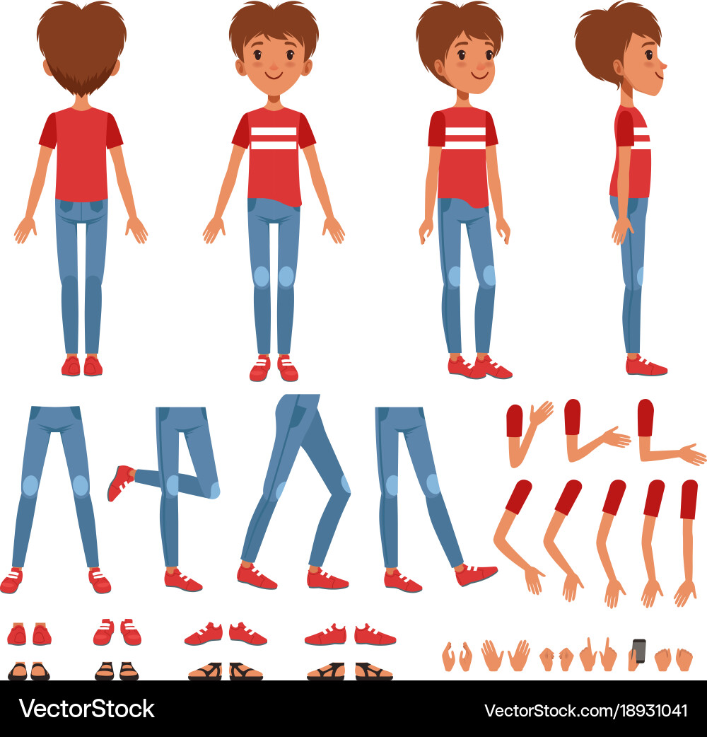 Boy character creation set cute constructor Vector Image