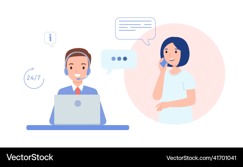 Call center operator is talking to the client Call center operator is talking to the client vector image