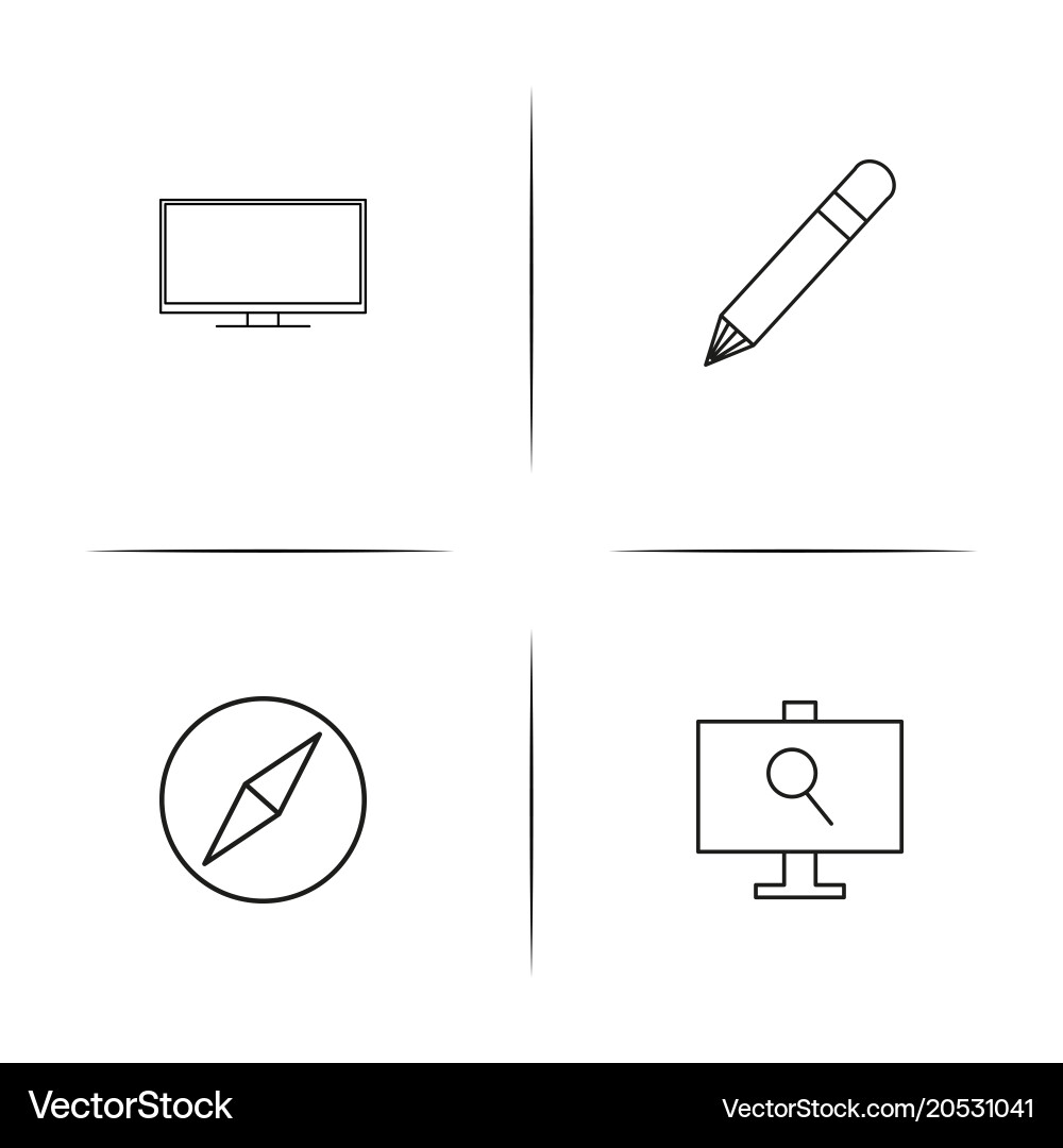 Creative process and design simple linear icons Vector Image