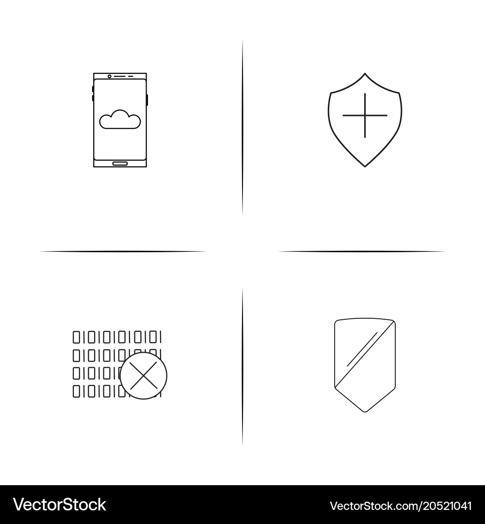Cyber security simple linear icons set outlined vector image