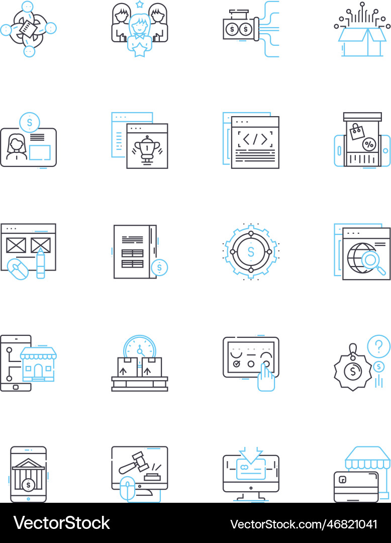 Digital bazaar linear icons set e-commerce Digital bazaar linear icons set e-commerce vector image