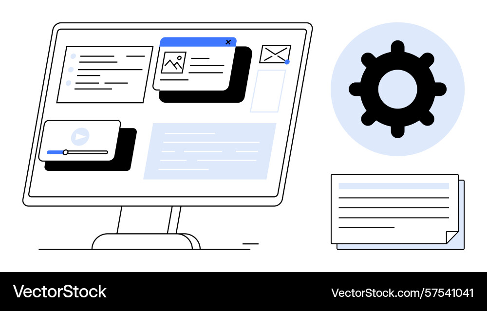 Digital workspace with organized ui elements Digital workspace with organized ui elements vector image