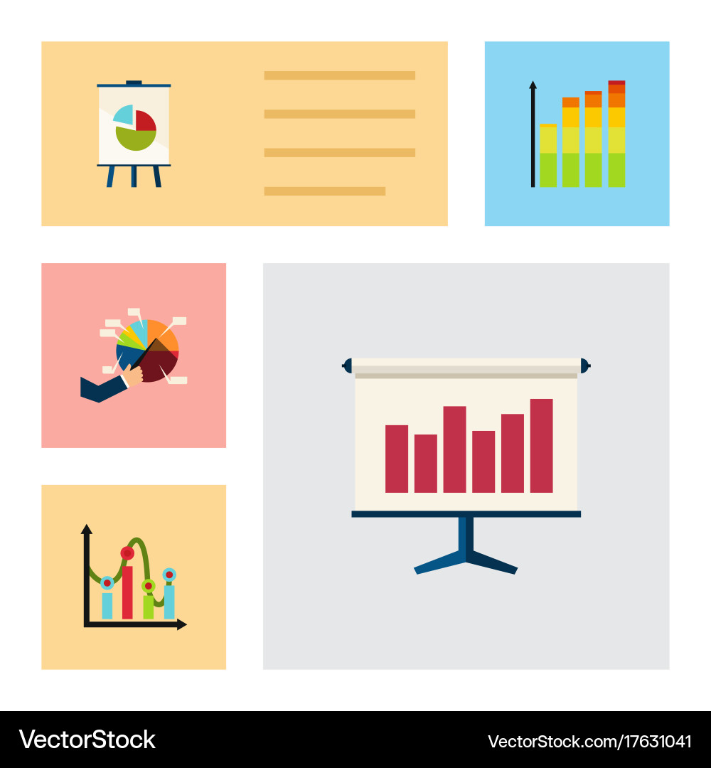 Flat icon diagram set of statistic segment easel vector image