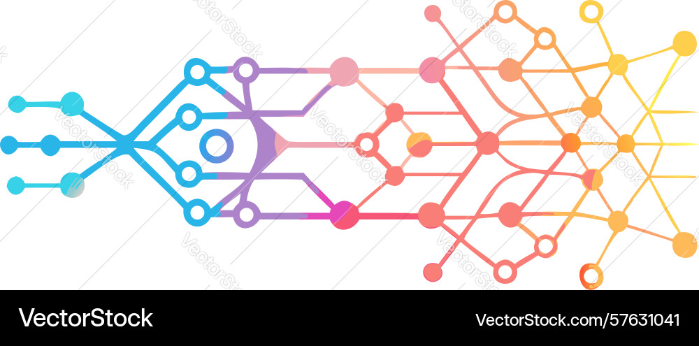Global communication ai network concept design vector image