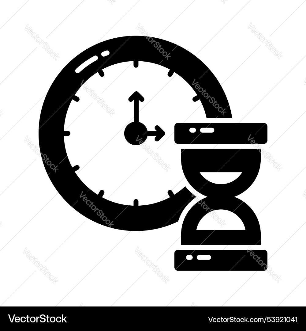 Hourglass with clock showing icon of time Vector Image