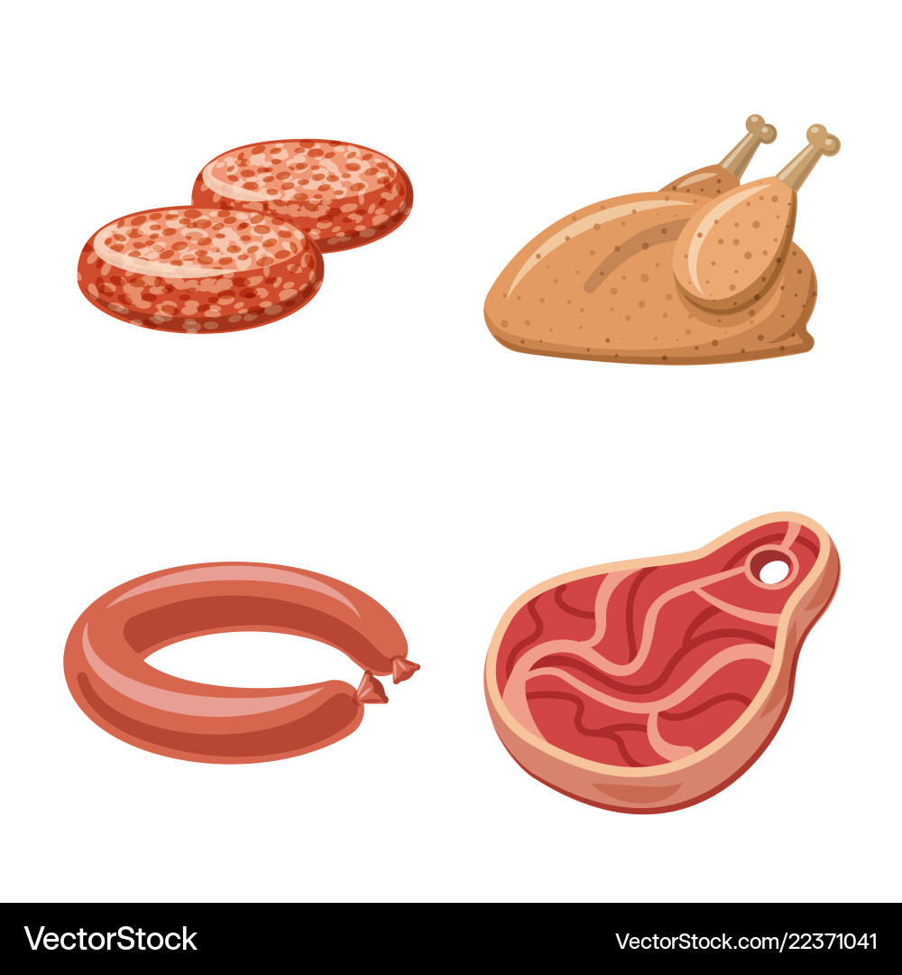 Isolated object of meat and ham symbol collection Vector Image