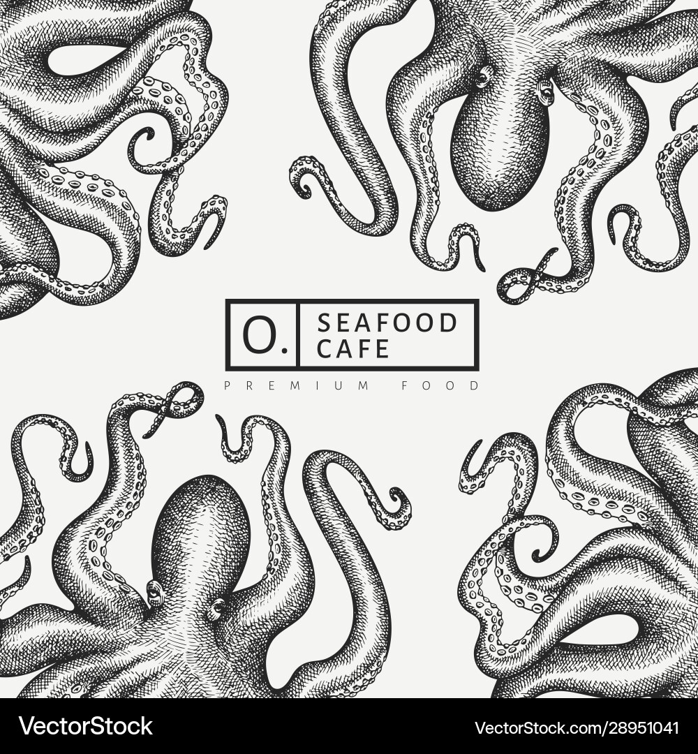 Octopus design Template handgezogene Meeresfrüchte Octopus design Template handgezogene Meeresfrüchte vektorbild