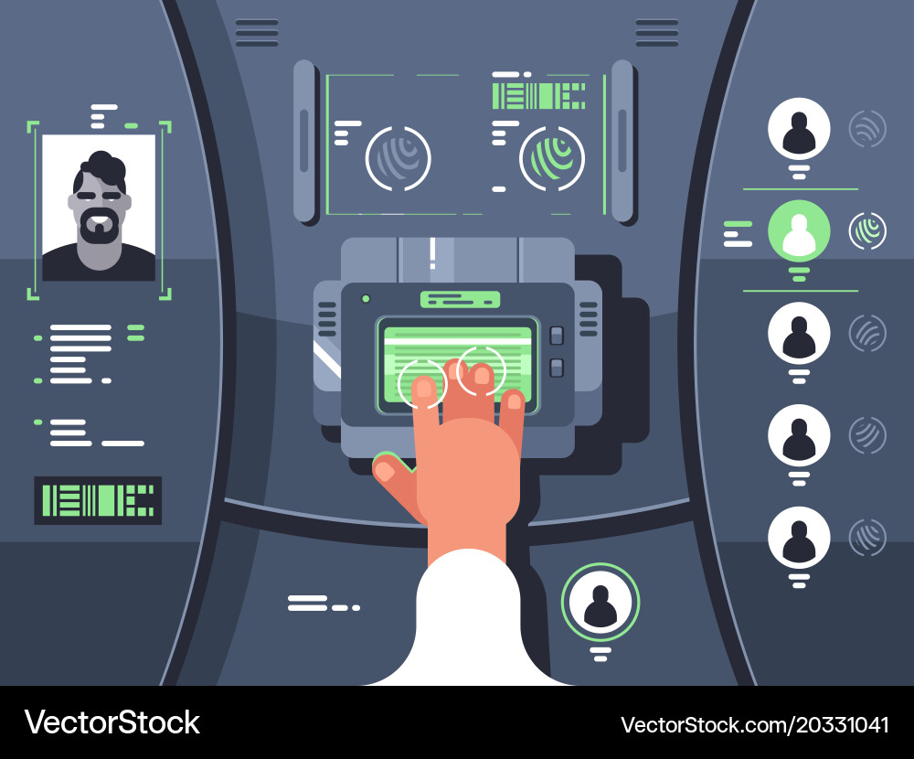 Removing fingerprints and identifying person vector image