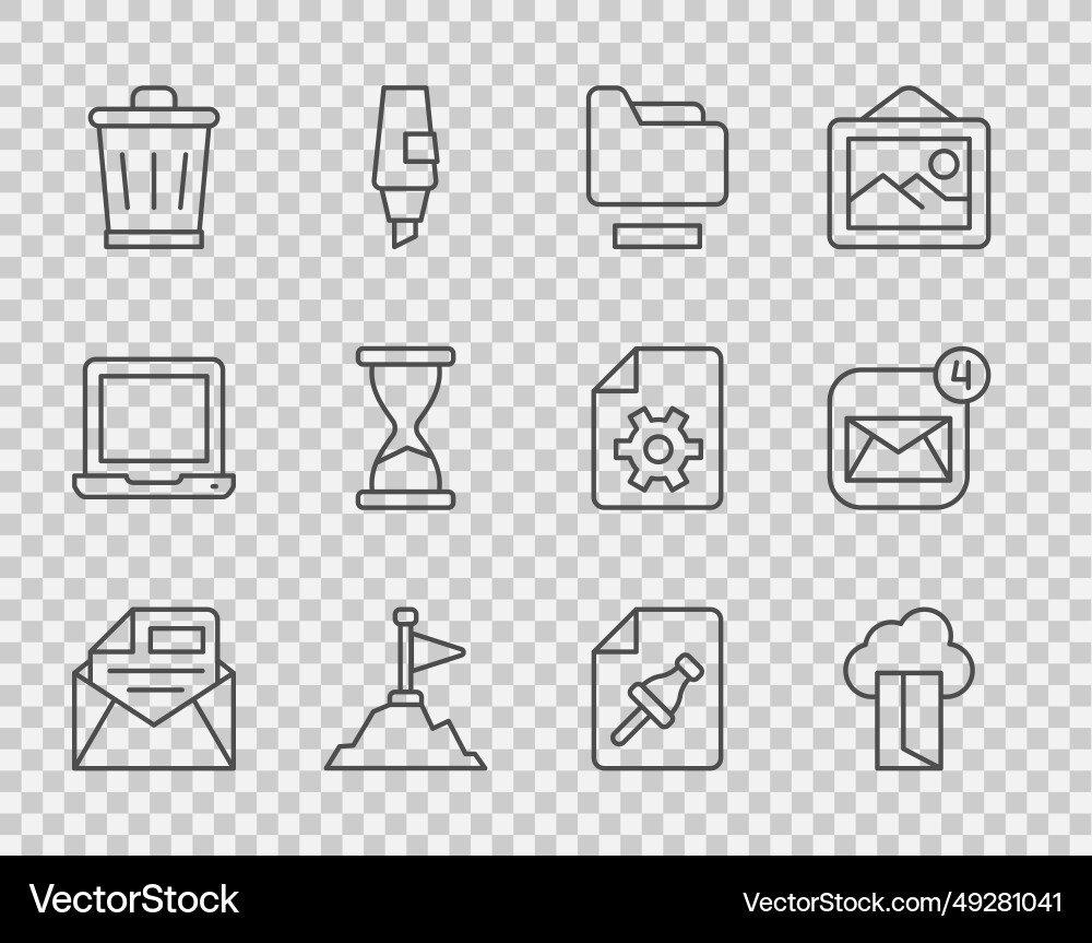 Set line mail and e-mail cloud database document Set line mail and e-mail cloud database document vector image
