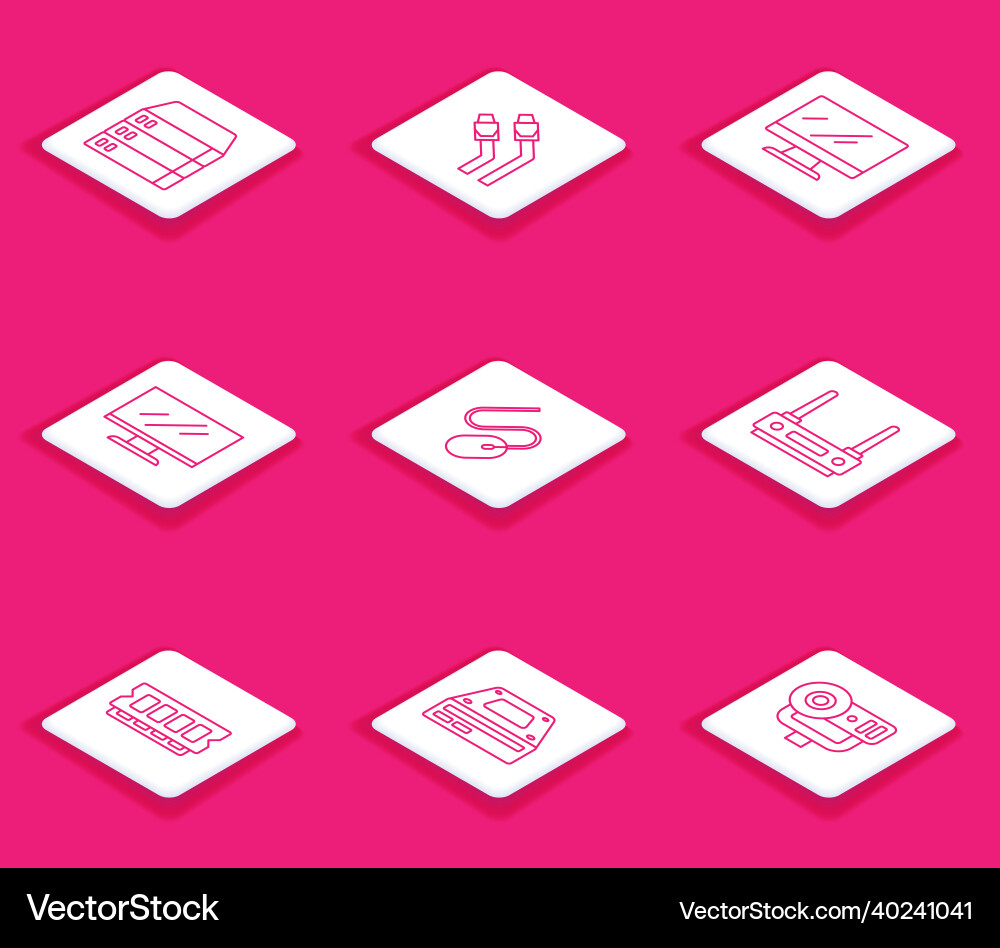 Set line server data web hosting lan cable Set line server data web hosting lan cable vector image