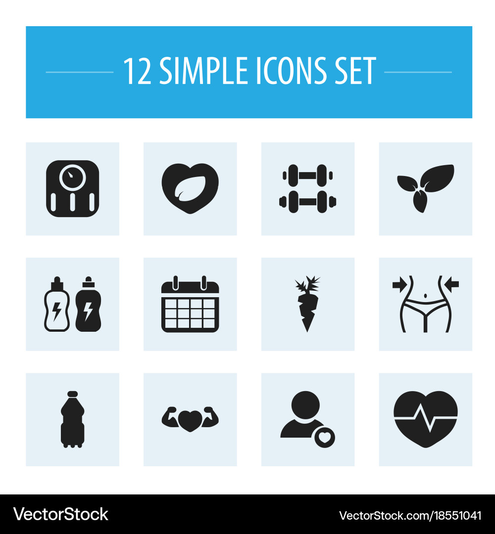 Set of 12 editable exercise icons includes Vector Image