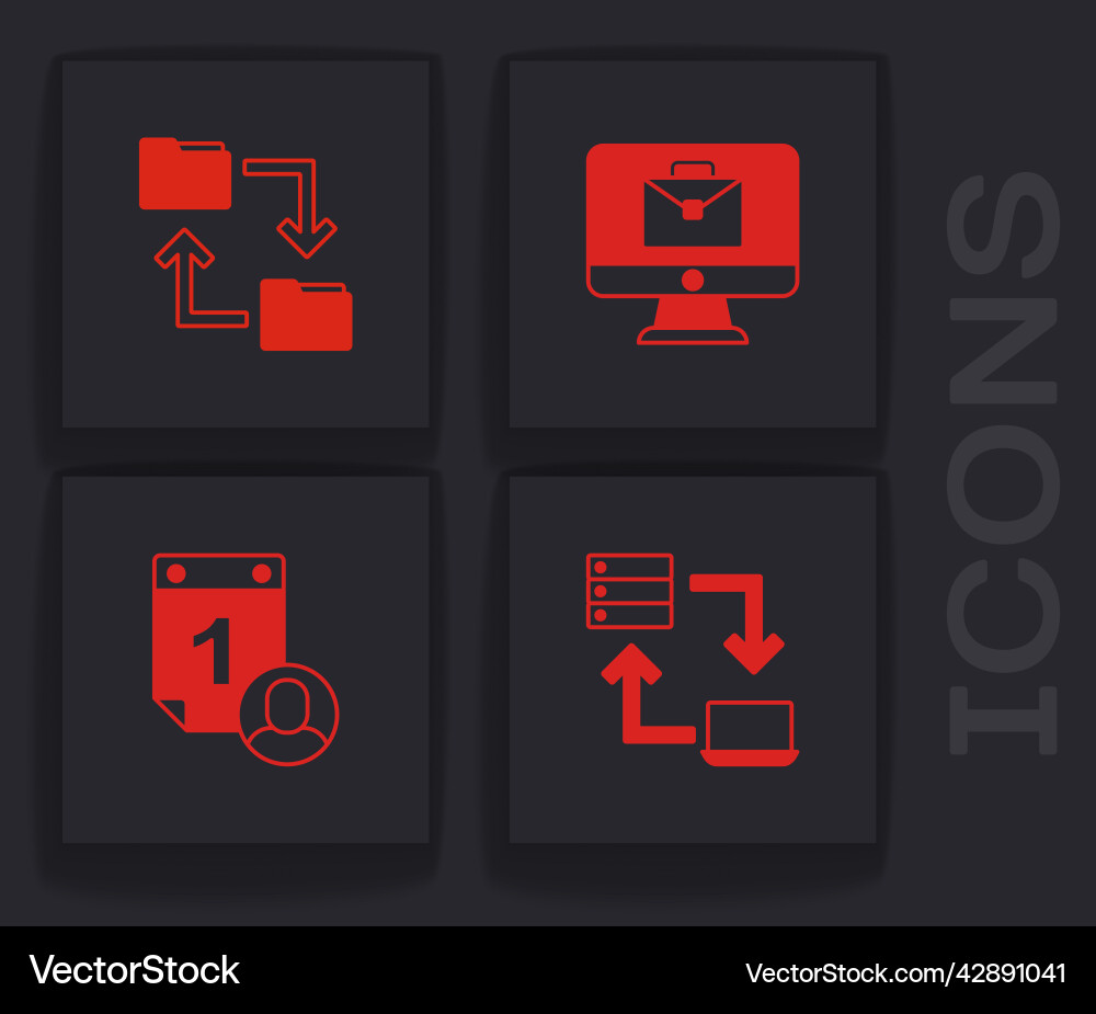 Set online working cloud storage document folder Vector Image