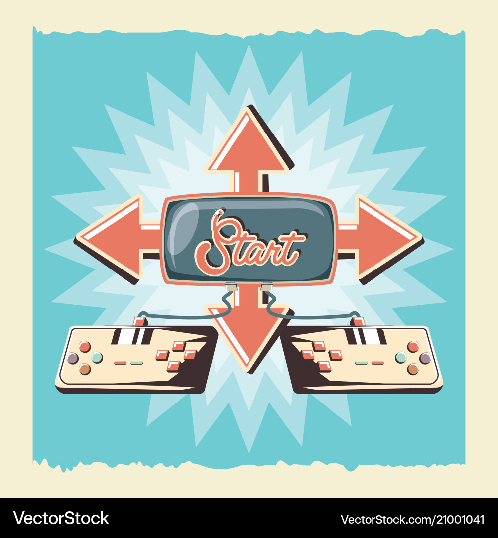 Video game retro with controls Royalty Free Vector Image