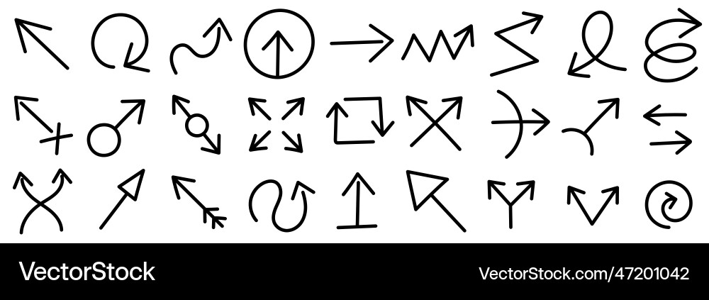 Arrows icons set contour line editable outline vector image