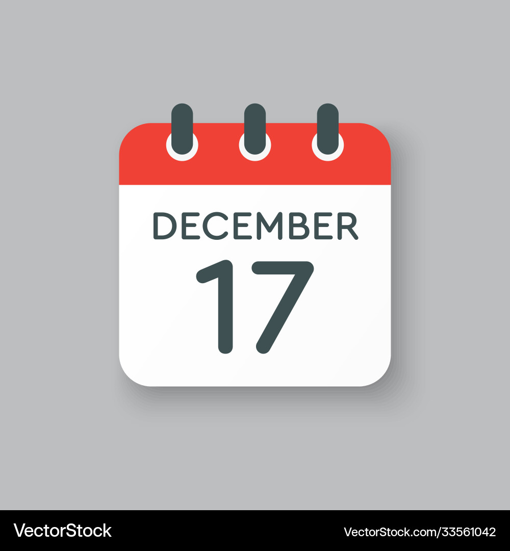 Calendar icon day 17 december template Calendar icon day 17 december template vector image