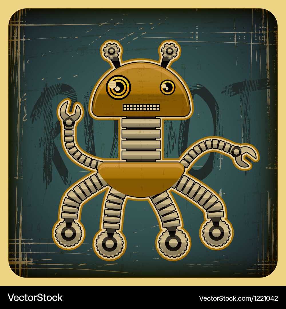 Card in retro style with the robot vector image