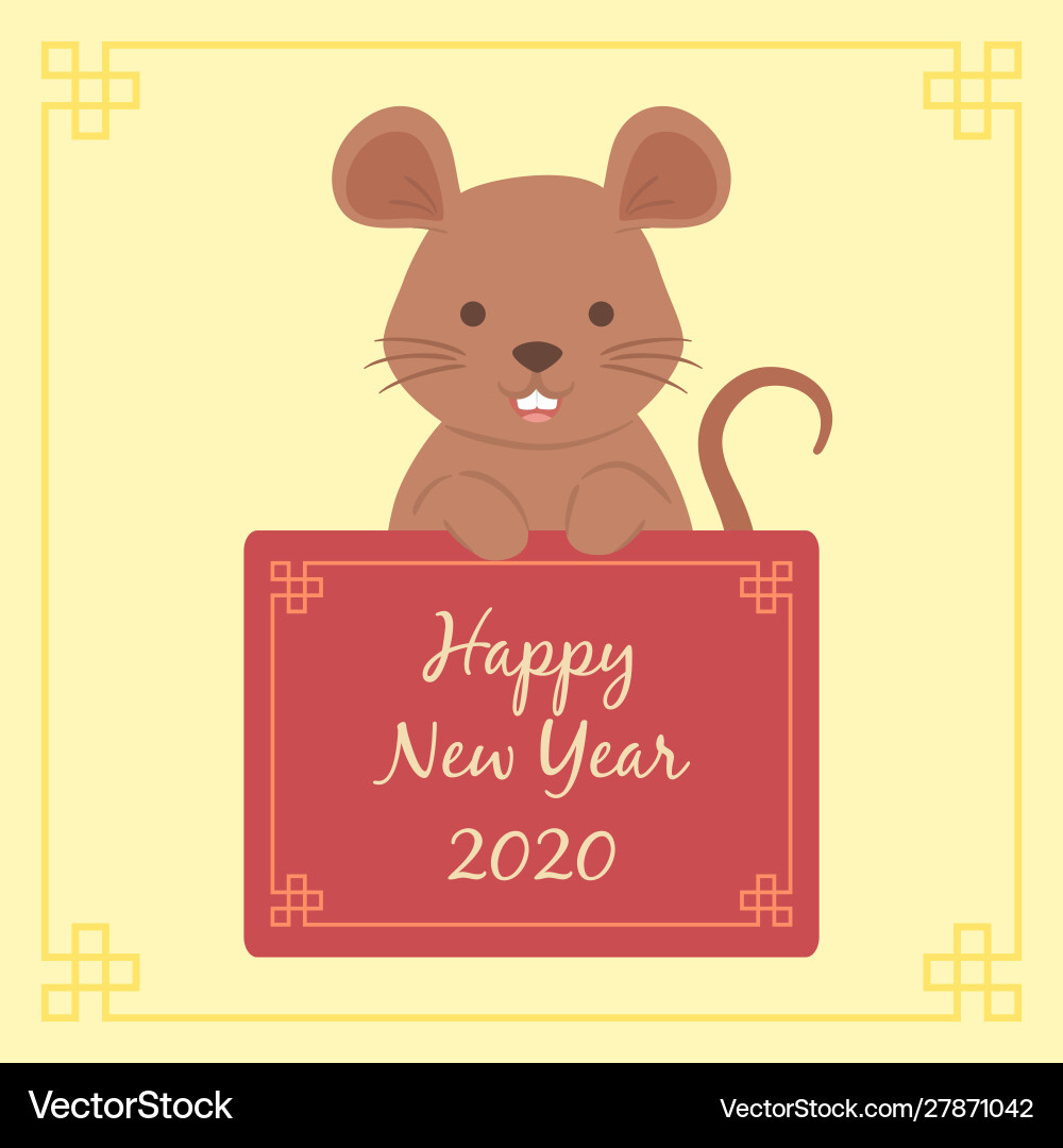 Chinese new year 2020 cute rat mouse zodiac Chinese new year 2020 cute rat mouse zodiac vector image