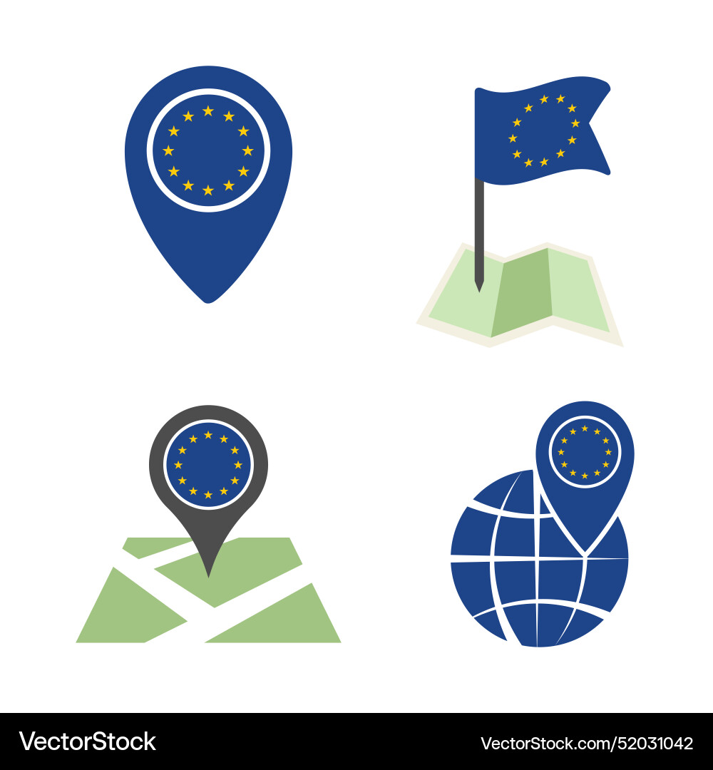 Europäische Union Map Zeiger Symbole gesetzt Symbole Symbole Europäische Union Map Zeiger Symbole gesetzt Symbole Symbole vektorbild