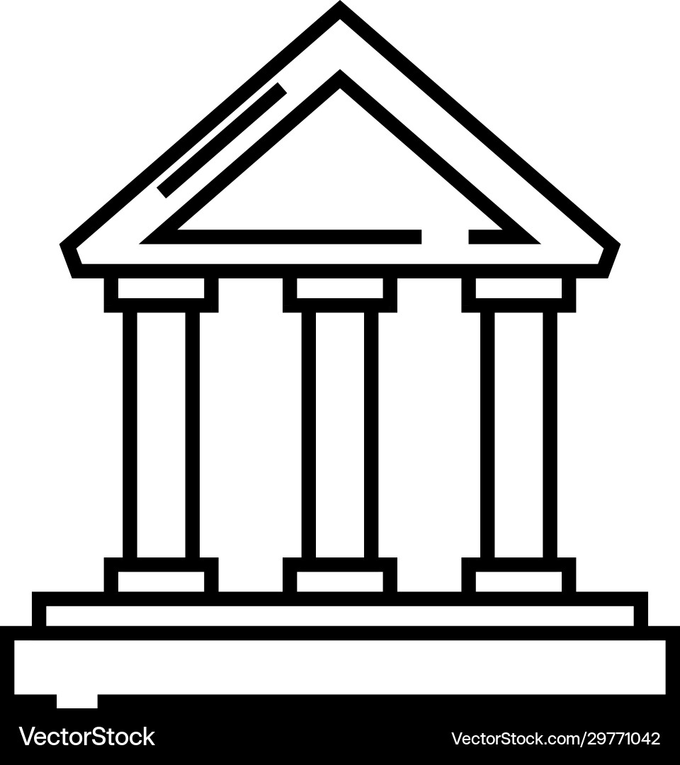 Judgement hall line icon concept sign outline Judgement hall line icon concept sign outline vector image