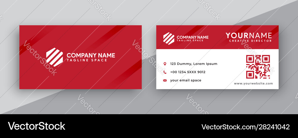Red Business Card Template - Minimalist Vector Image