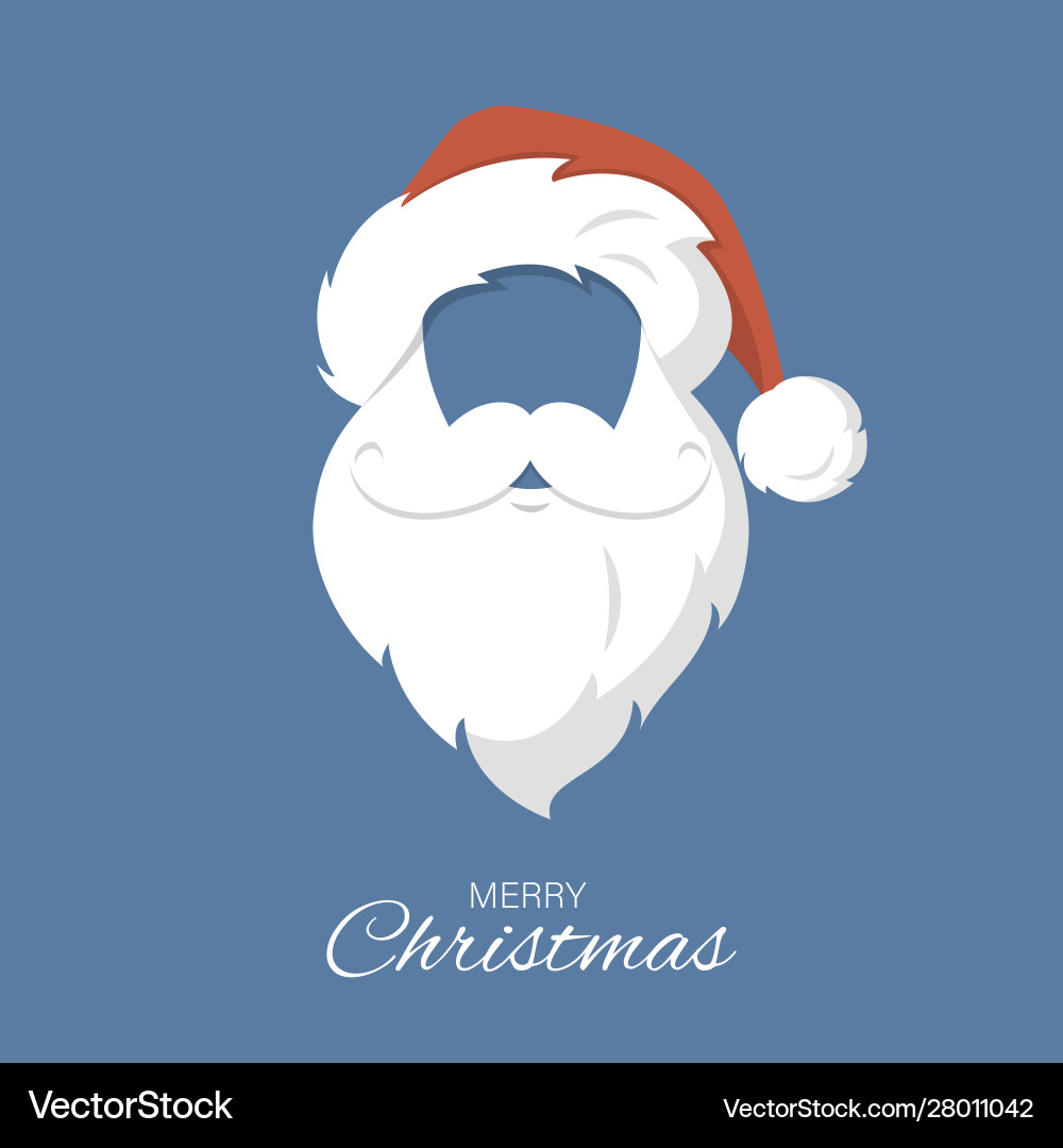 Santa claus hat and beard merry christmas Santa claus hat and beard merry christmas Vector Image