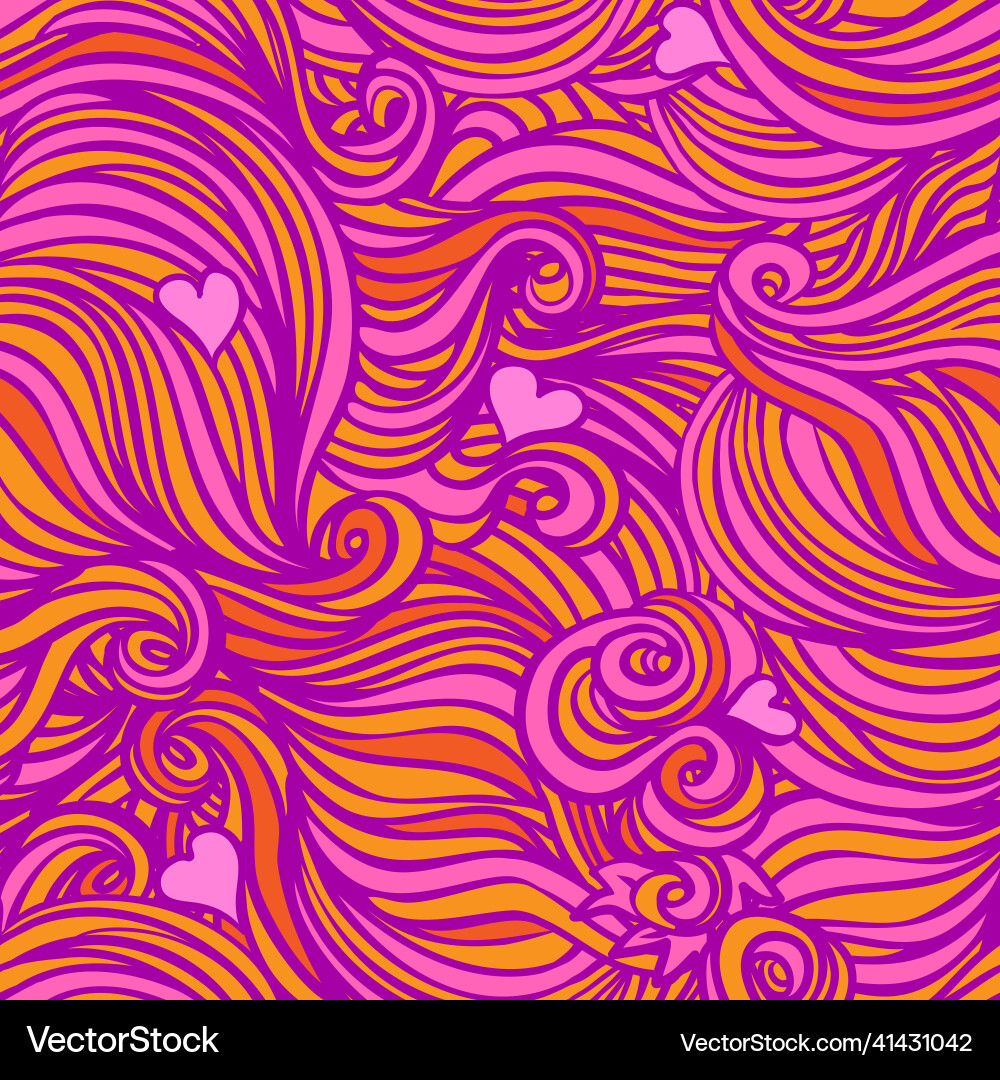 Seamless abstract pattern with swirls and hearts Seamless abstract pattern with swirls and hearts vector image