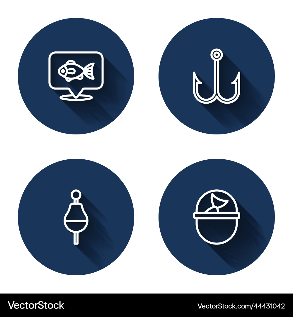 Set line location fishing hook float Set line location fishing hook float vector image