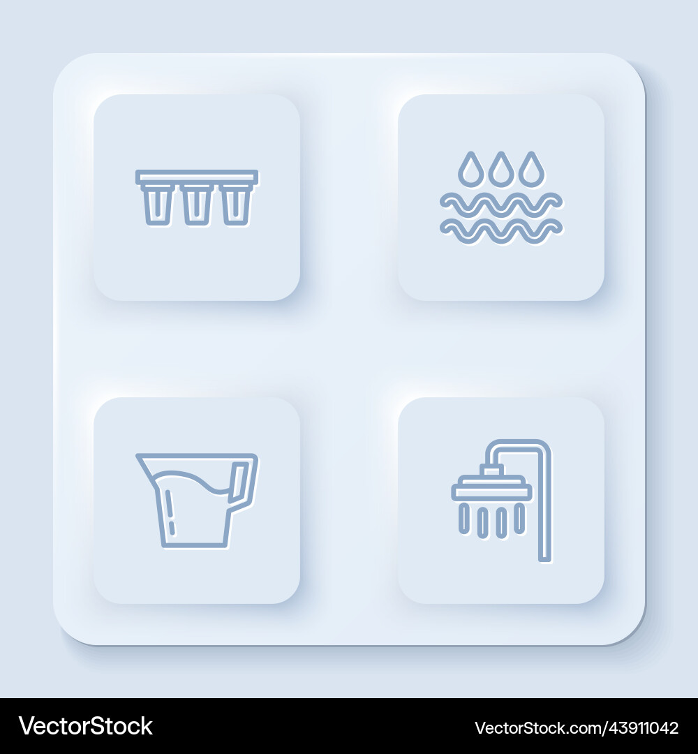 Set line water filter wave with drop jug Set line water filter wave with drop jug vector image