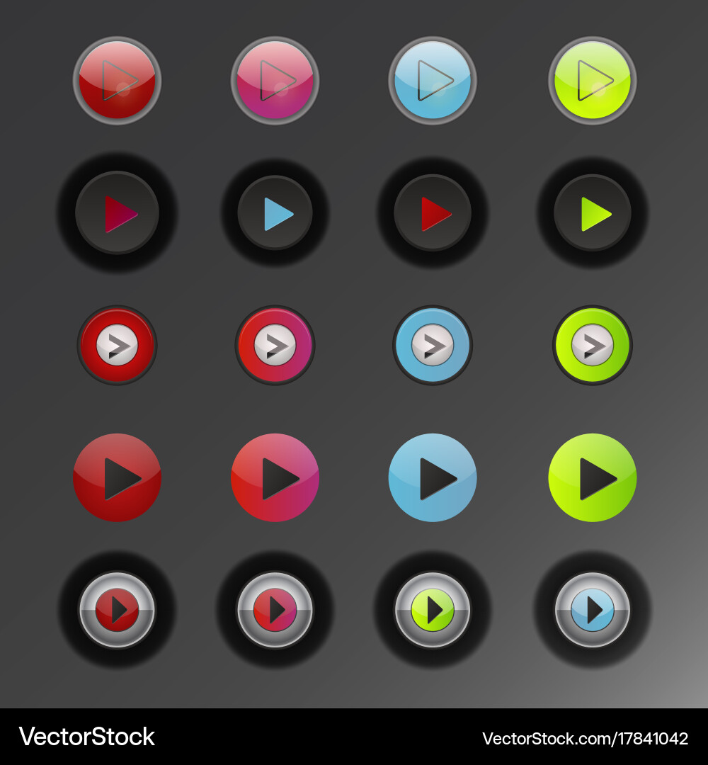 Ui interface button play media internet website Vector Image