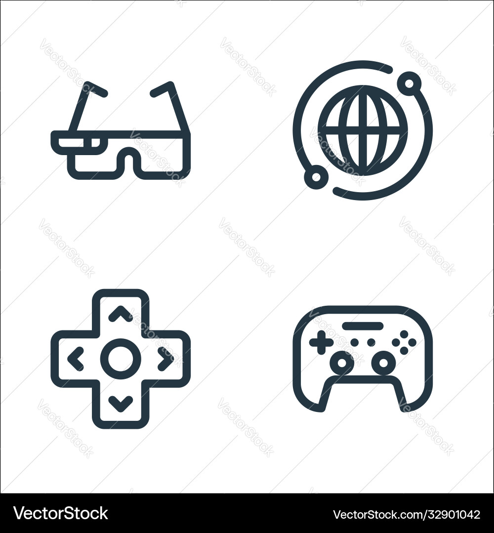 Virtual reality line icons linear set quality Virtual reality line icons linear set quality vector image