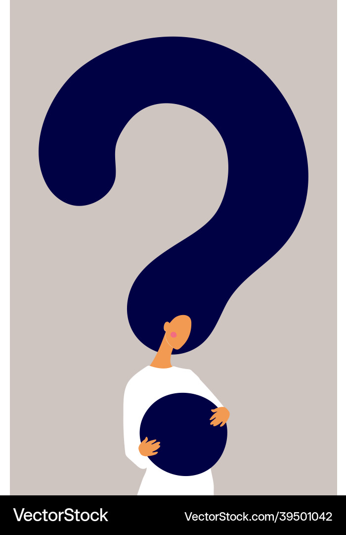 Woman with Question Mark - Problem Solving vector image