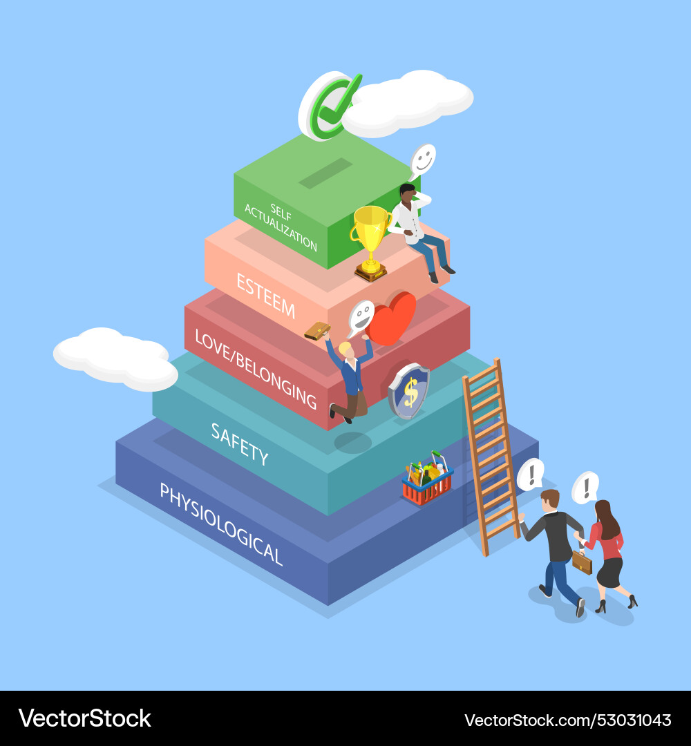 3d isometric flat of hierarchy Vector Image