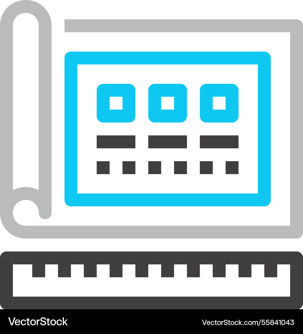 Blueprint flat line web icon concept Blueprint flat line web icon concept vector image