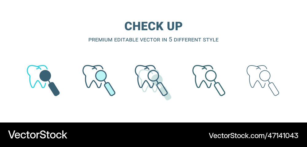 Check up icon in 5 different style outline filled Check up icon in 5 different style outline filled vector image