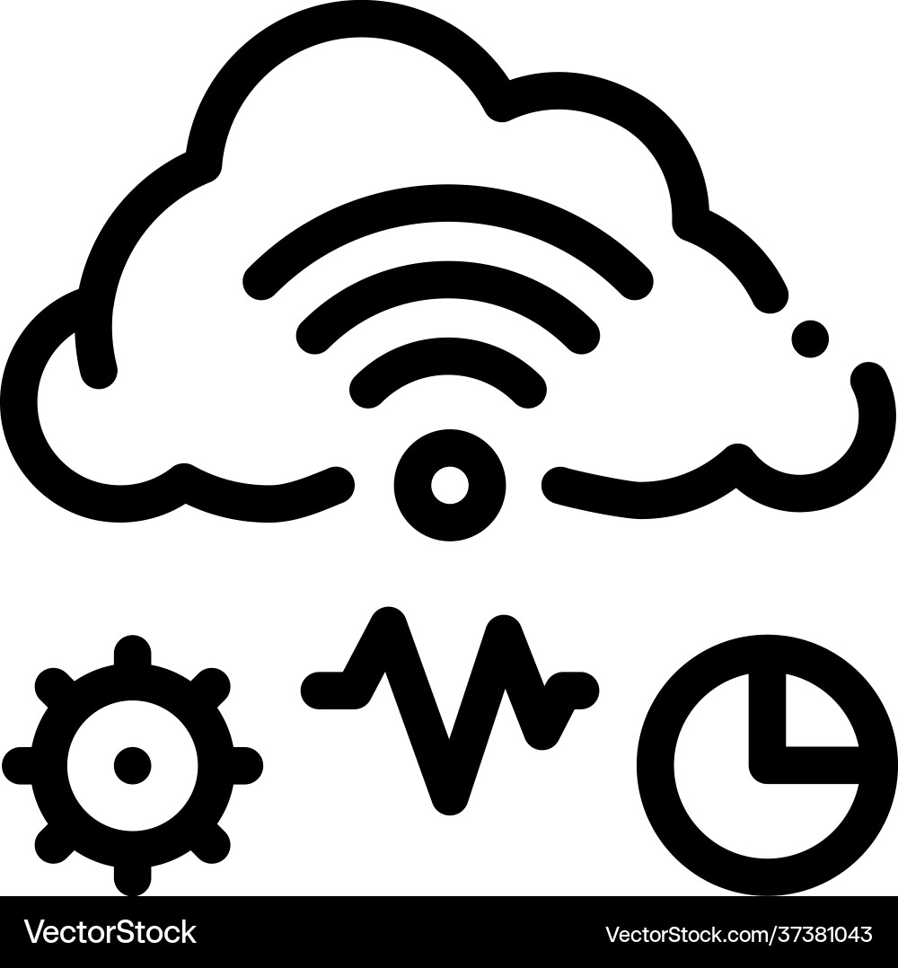 Cloud computing and machine learning line icon Cloud computing and machine learning line icon vector image