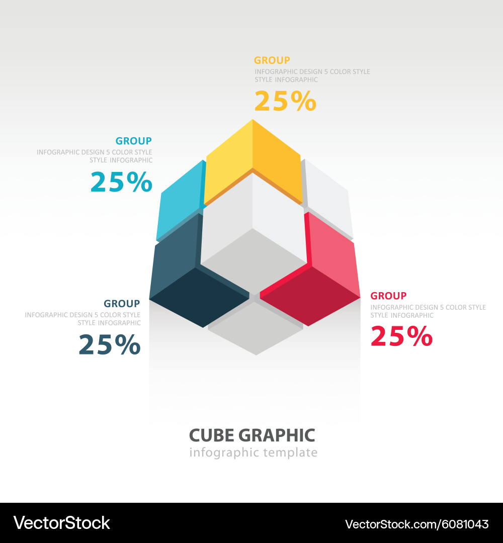 Cube infographic template bottom view vector image