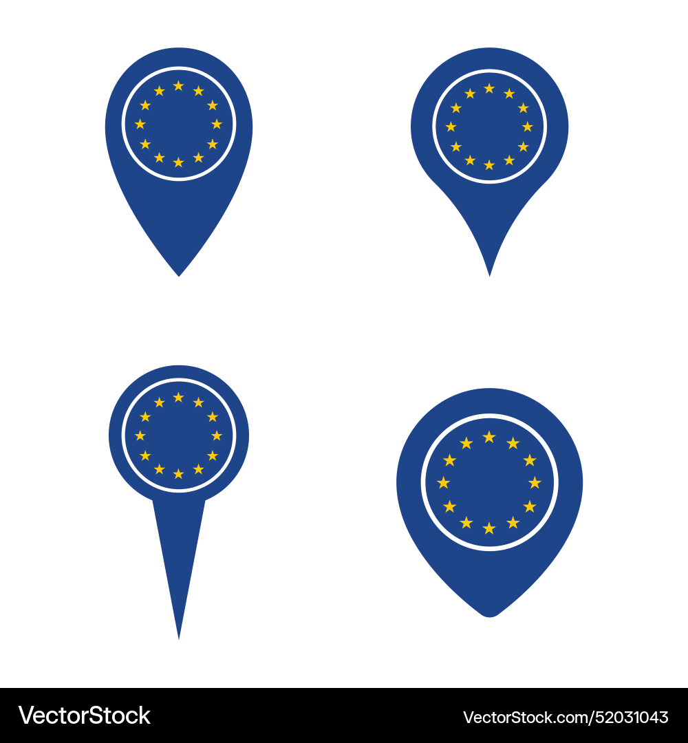 European union map pointer icons set symbols European union map pointer icons set symbols vector image