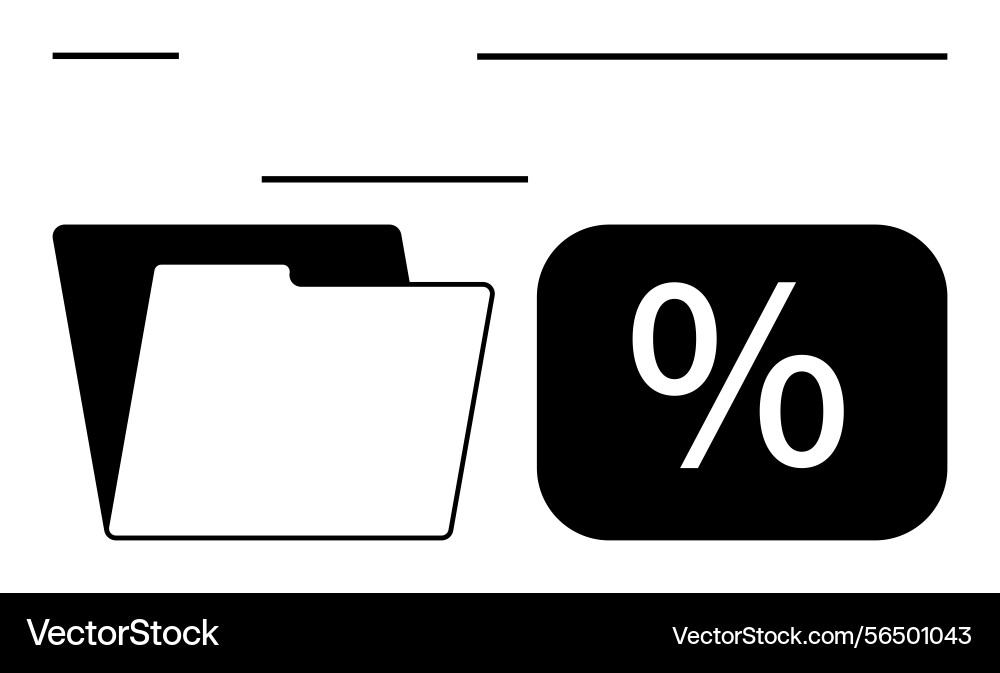 File folder and percentage symbol representing File folder and percentage symbol representing vector image