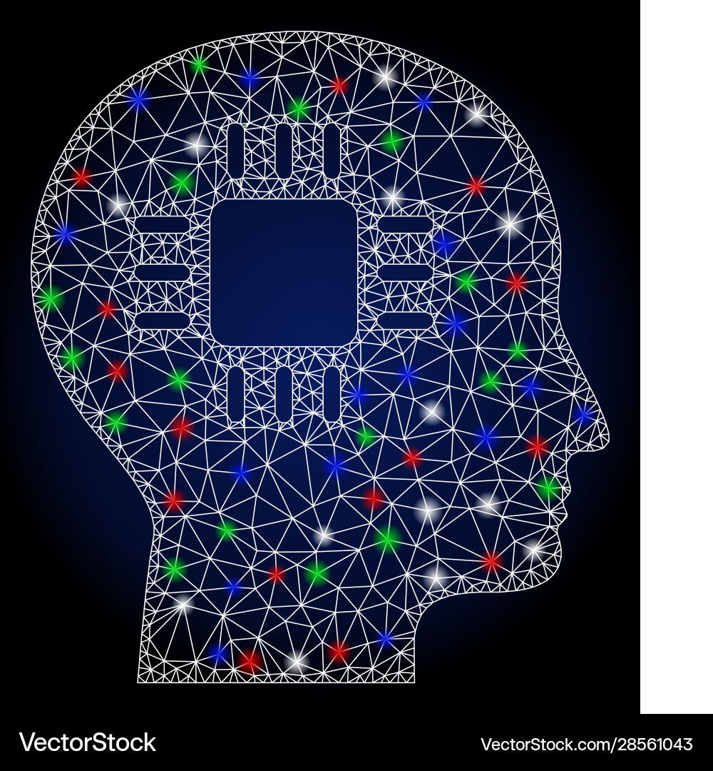Flare mesh 2d brain processor with spots Vector Image