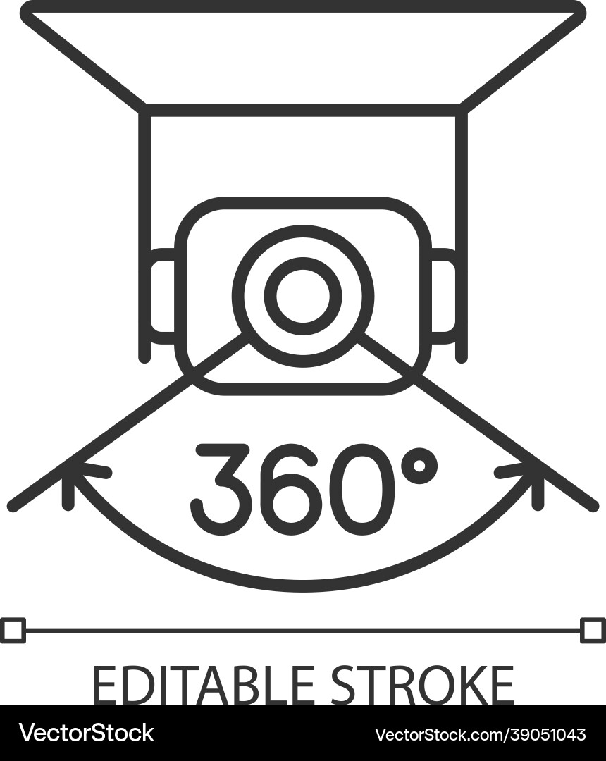 Full camera rotation linear manual label icon Full camera rotation linear manual label icon vector image