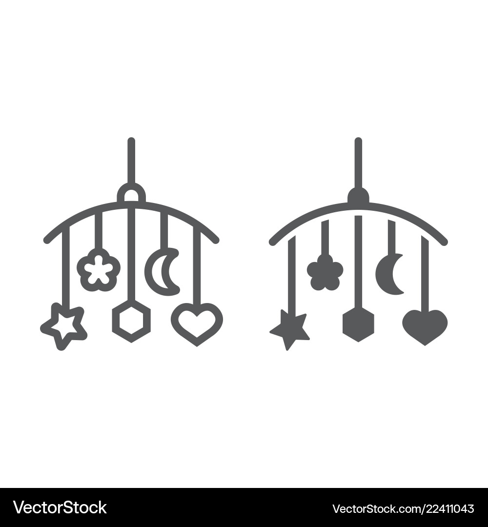 Hanging toys line and glyph icon child bed Hanging toys line and glyph icon child bed vector image