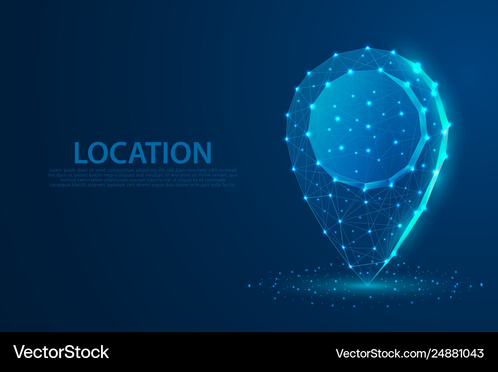 Location icon lines triangles and particle style Location icon lines triangles and particle style vector image