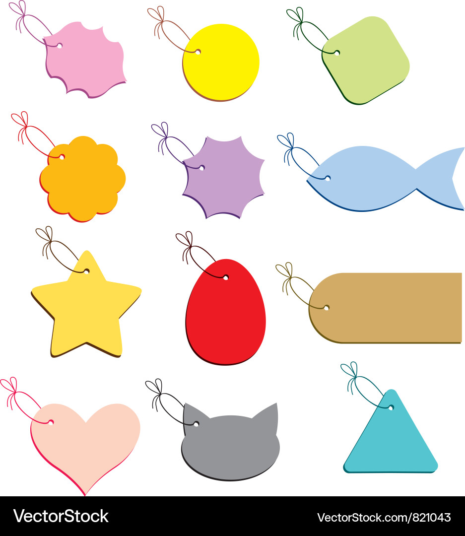 Multicolored labels on a string vector image