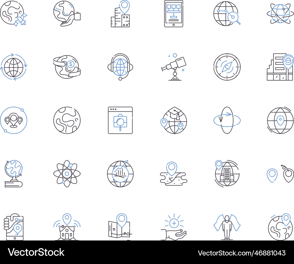 Navigation line icons collection gps compass Navigation line icons collection gps compass vector image