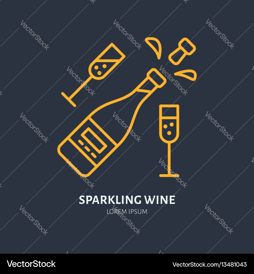 Schaumwein in Flasche und zwei Weinglas Linie Schaumwein in Flasche und zwei Weinglas Linie vektorbild